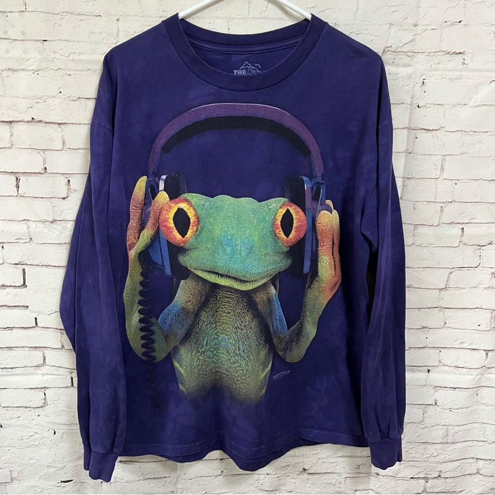 The Mountain Shirt Large Long Sleeve Purple Manimals 2011 DJ Peace Gecko Tie Dye